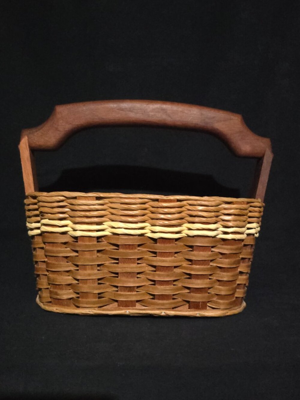 Foxcreek Baskets Silverware Basket w Handle - Navy Natural Ivory
